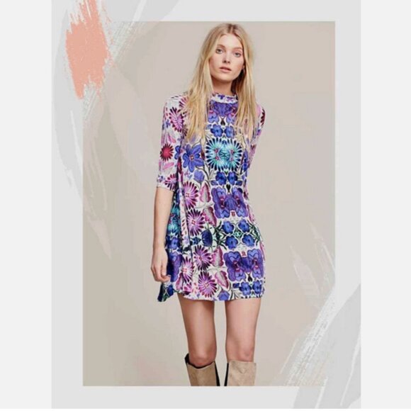Free People Psychedelic Floral Dress SP Boho Festival Party Rave Art Fun Vibes - Picture 13 of 13